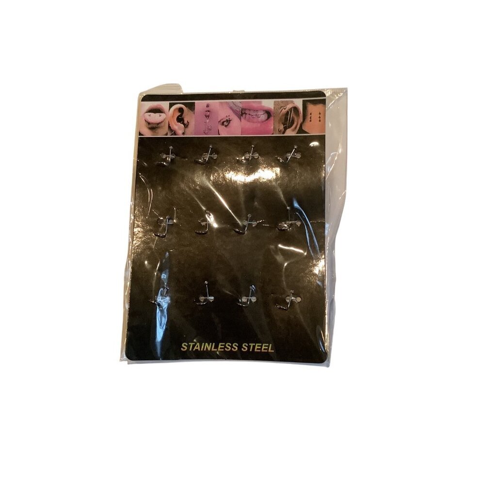 12pcs Body Piercing Kit Stainless Steel 22 Gauge‎ white